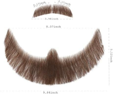 Soft Hand Knotted Human Hair Mustache Realistic Fake Full Be view 4