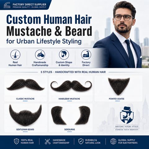 Handmade Real Human Hair Mustache & Beard for Men's view 2