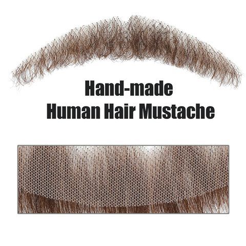 Brown Realistic Handmade Fake Mustache Beard Remy Hair Grade view 4