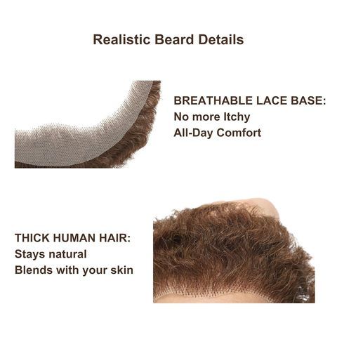 Custom Handmade Realistic Curly Thick Brown Mustache Human H view 5