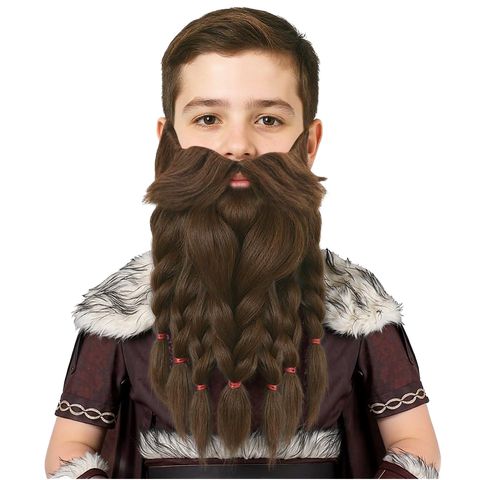 Brown Synthetic Hair Fake Beard Novelty Viking Dwarf Pre-Sty view 2