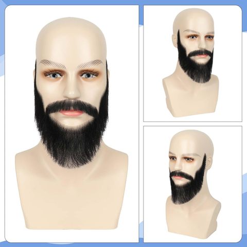 100% Human Hair Mustache Complete Full Chin Hair Beard Handm view 3