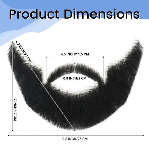 100% Human Hair Mustache Complete Full Chin Hair Beard Handm view 5