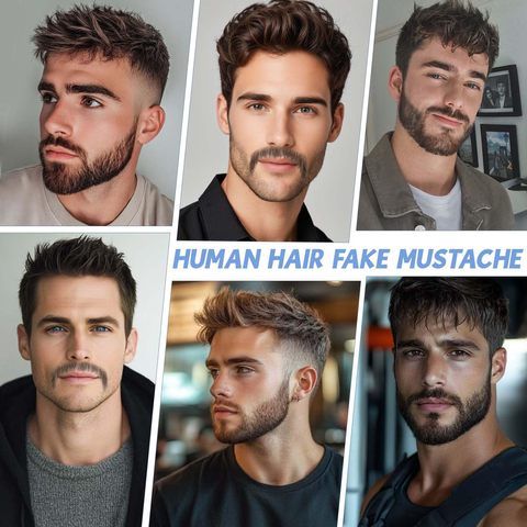 Realistic Reusable Fake Beard Human Hair Handmade Lace Invis view 7
