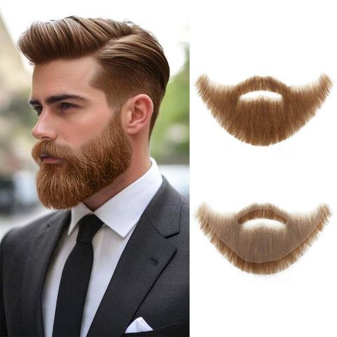 Complete Full Chin Hair Beard 100% Human Hair Mustache Handm view 8