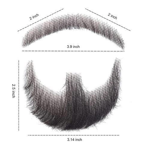 Premium Human Hair False Beard & Mustache Set - Full Han view 4