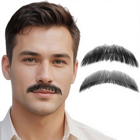 Realistic Full Hand Tied Invisible Lace Fake Beard & Goa view 2