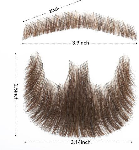 Fake Mustache Straight Mustache Human Hair Straight Beard In view 8