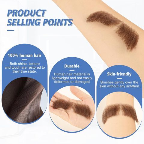 Beard & Mustache Set Realistic 100% Human Hair Hand-Tied view 4