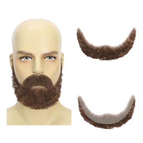 Fake Mustache Natural Realistic 100% Human Hair Fake Beard H view 8