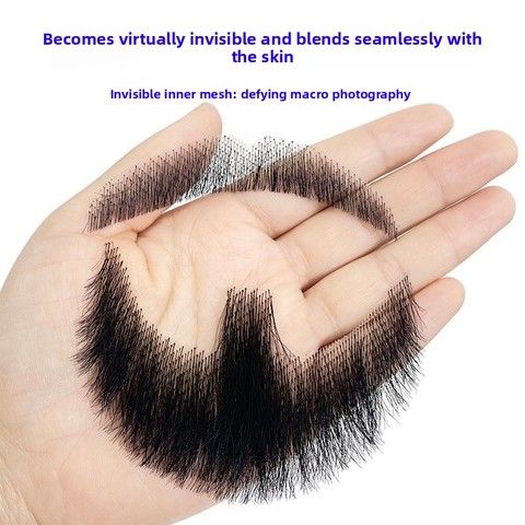 Real Hair Invisible Lifelike Fake Beard & Mustache for M view 2