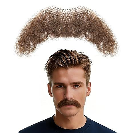 Real Hair Invisible Lifelike Fake Beard & Mustache for M view 6